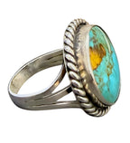 Vintage Sterling Silver Turquoise Ring Size 8 • 7.3g Oval Stone Southwest Desi