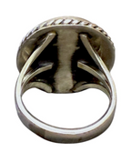Vintage Sterling Silver Turquoise Ring Size 8 • 7.3g Oval Stone Southwest Desi