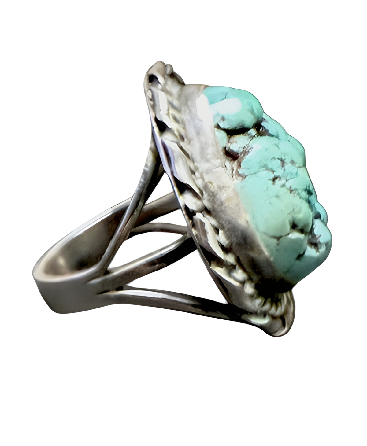 Vintage Sterling Silver Turquoise Statement Ring – Size 6.5, Signed WE, Handcr