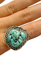 Vintage Sterling Silver Turquoise Statement Ring – Size 6.5, Signed WE, Handcr