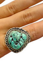 Vintage Sterling Silver Turquoise Statement Ring – Size 6.5, Signed WE, Handcraf