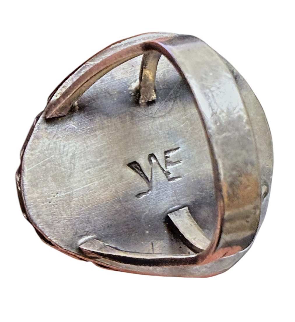 Vintage Sterling Silver Turquoise Statement Ring – Size 6.5, Signed WE, Handcraf