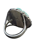 Vintage Sterling Silver Turquoise Statement Ring – Size 6.5, Signed WE, Handcraf