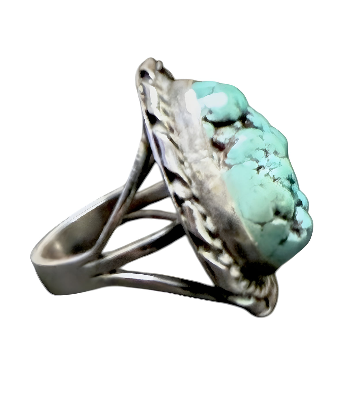 Vintage Sterling Silver Turquoise Statement Ring – Size 6.5, Signed WE, Handcr