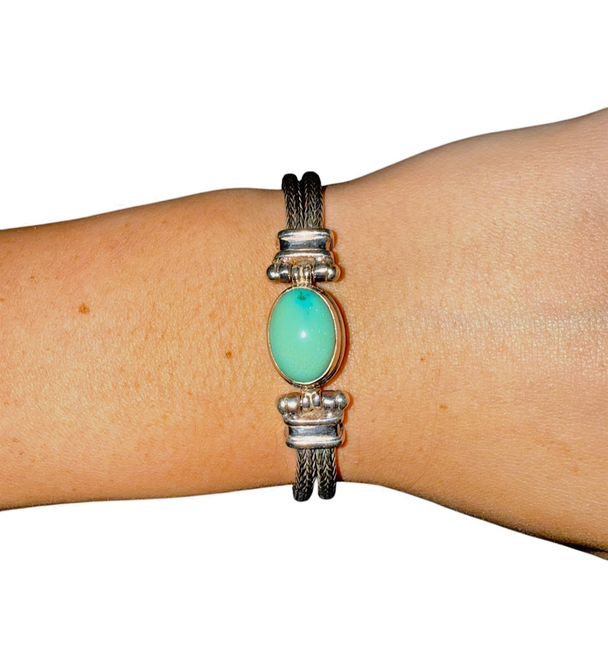 EXEX Claudia Agudelo 925 Sterling Silver Turquoise Bracelet 28.9g, 8.25" L