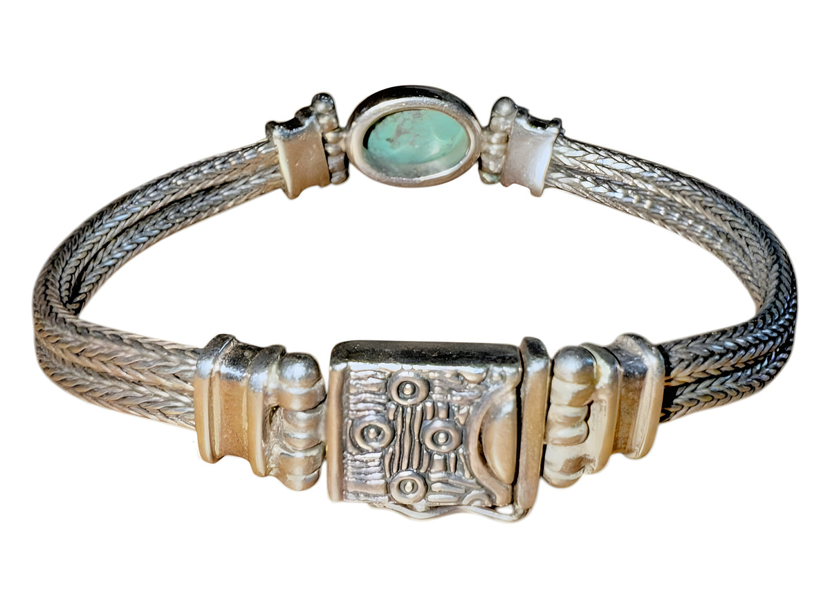 EXEX Claudia Agudelo 925 Sterling Silver Turquoise Bracelet 28.9g, 8.25