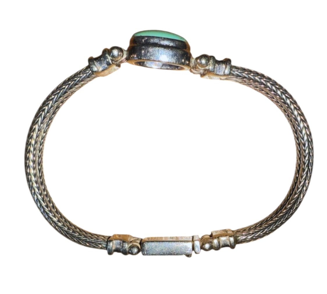 EXEX Claudia Agudelo 925 Sterling Silver Turquoise Bracelet 28.9g, 8.25" L