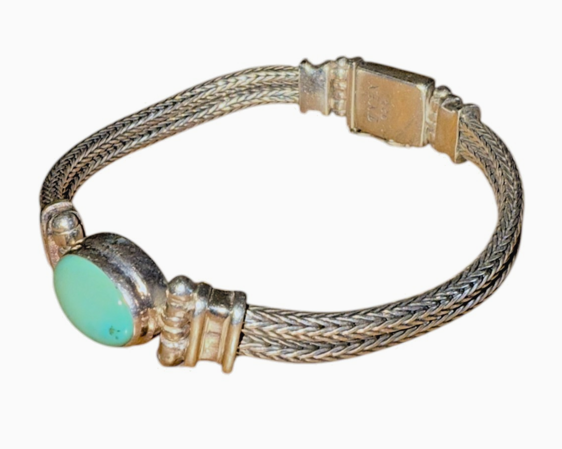 EXEX Claudia Agudelo 925 Sterling Silver Turquoise Bracelet 28.9g, 8.25" L