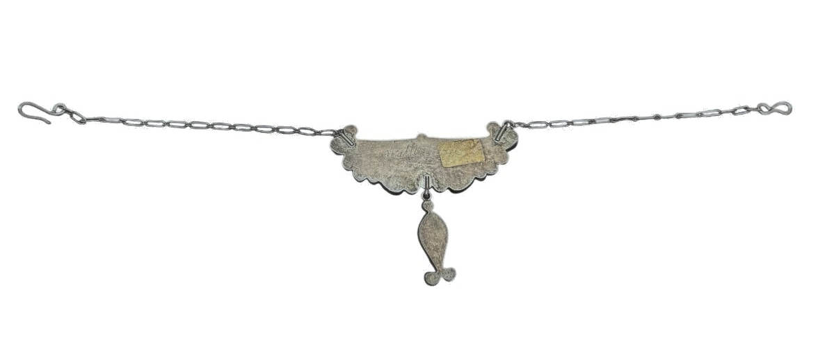 Vintage Navajo Walter Mitchell Sterling Turquoise Statement Necklace 28.9g