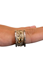 Vintage 925 Sterling & 14K Gold Panther Band Ring Size 8.5,  12.8g