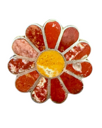 Vintage Sterling Silver Navajo Flower Ring - Size 7