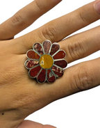 Vintage Sterling Silver Navajo Flower Ring - Size 7