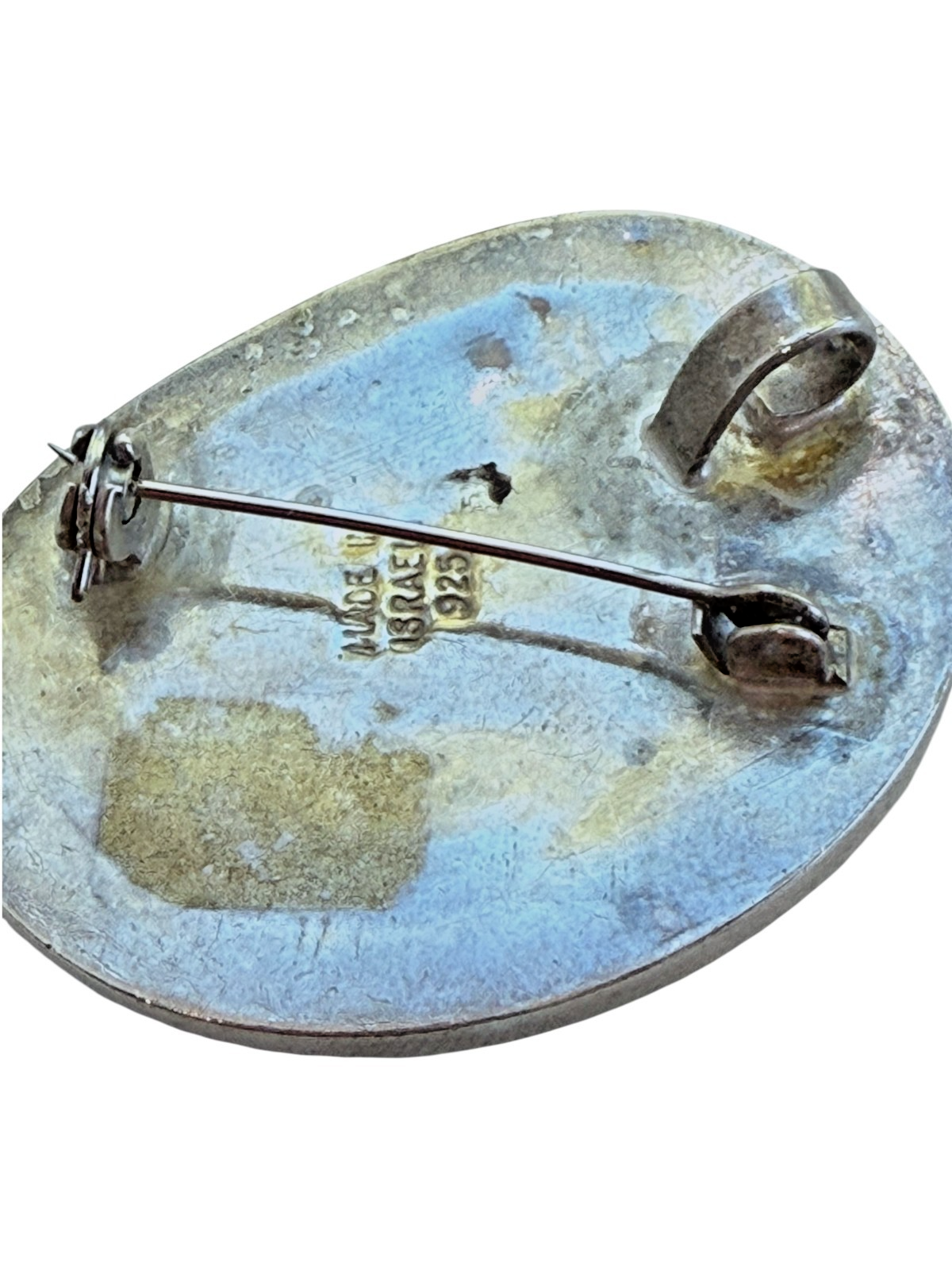 Vintage Sterling Silver 925 Eilat Stone Pendant Brooch 41mm