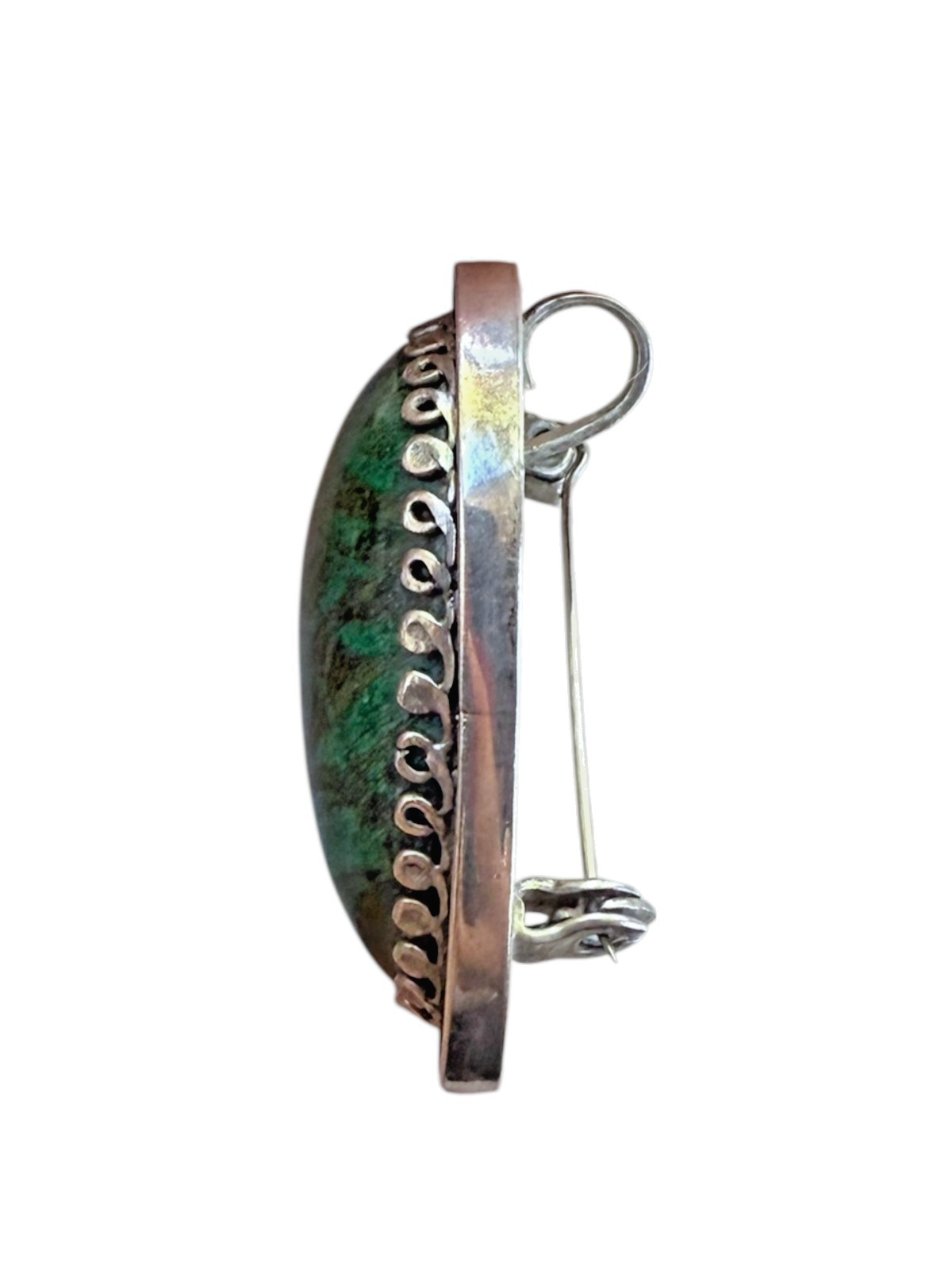 Vintage Sterling Silver 925 Eilat Stone Pendant Brooch 41mm