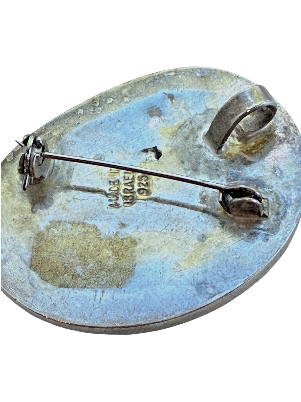 Vintage Sterling Silver 925 Eilat Stone Pendant Brooch 41mm
