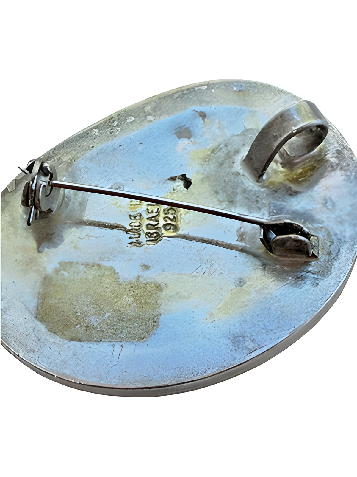 Vintage Sterling Silver 925 Eilat Stone Pendant Brooch 41mm