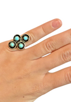 Vintage Sterling Silver Turquoise Cluster Ring Size 4 ~ 4.0 g Southwestern Boho