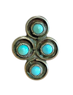 Vintage Sterling Silver Turquoise Cluster Ring Size 4 ~ 4.0 g Southwestern Boho