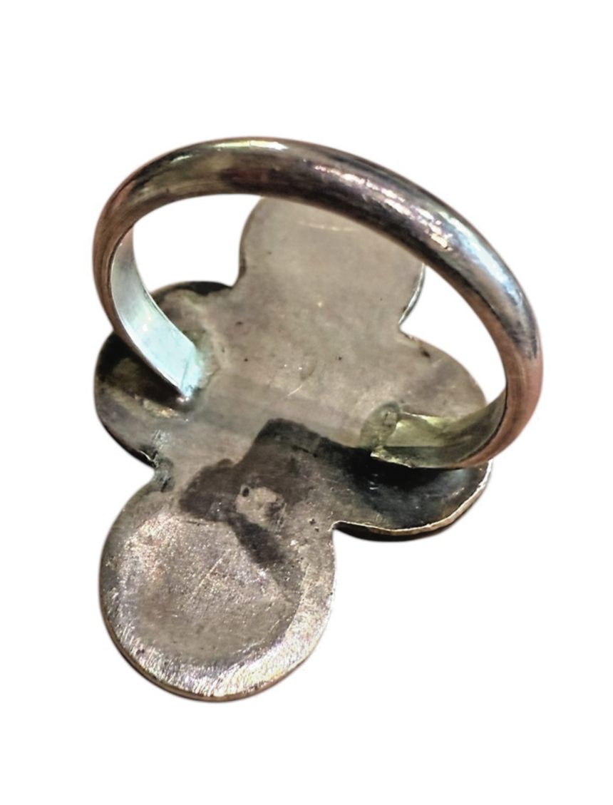 Vintage Sterling Silver Turquoise Cluster Ring Size 4 ~ 4.0 g Southwestern Boho