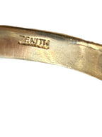 Zenith Sterling Silver & 14K Gold Band Ring w/ Green Stone Size 8