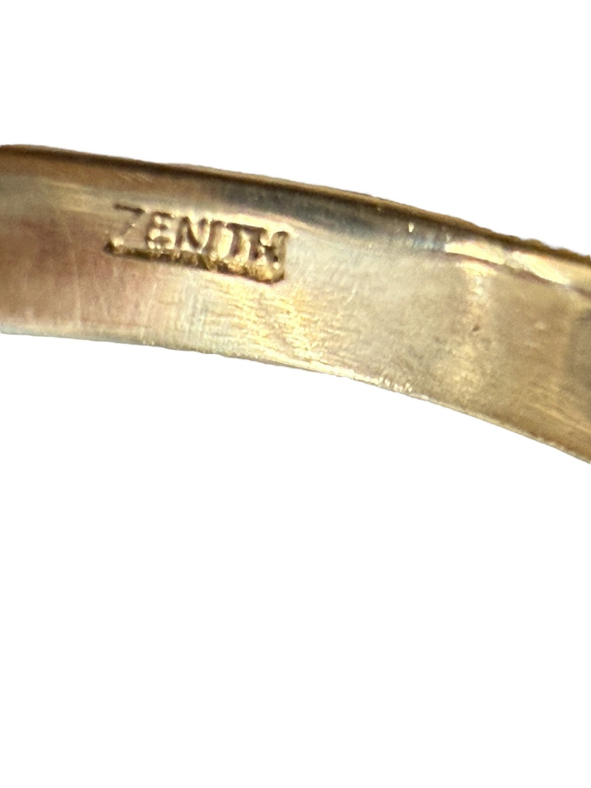 Zenith Sterling Silver & 14K Gold Band Ring w/ Green Stone Size 8