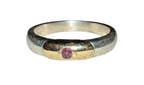 Vintage Sterling Silver & 14K Gold Ring Ruby Gemstone Inlay Band Size 8, 4.4g