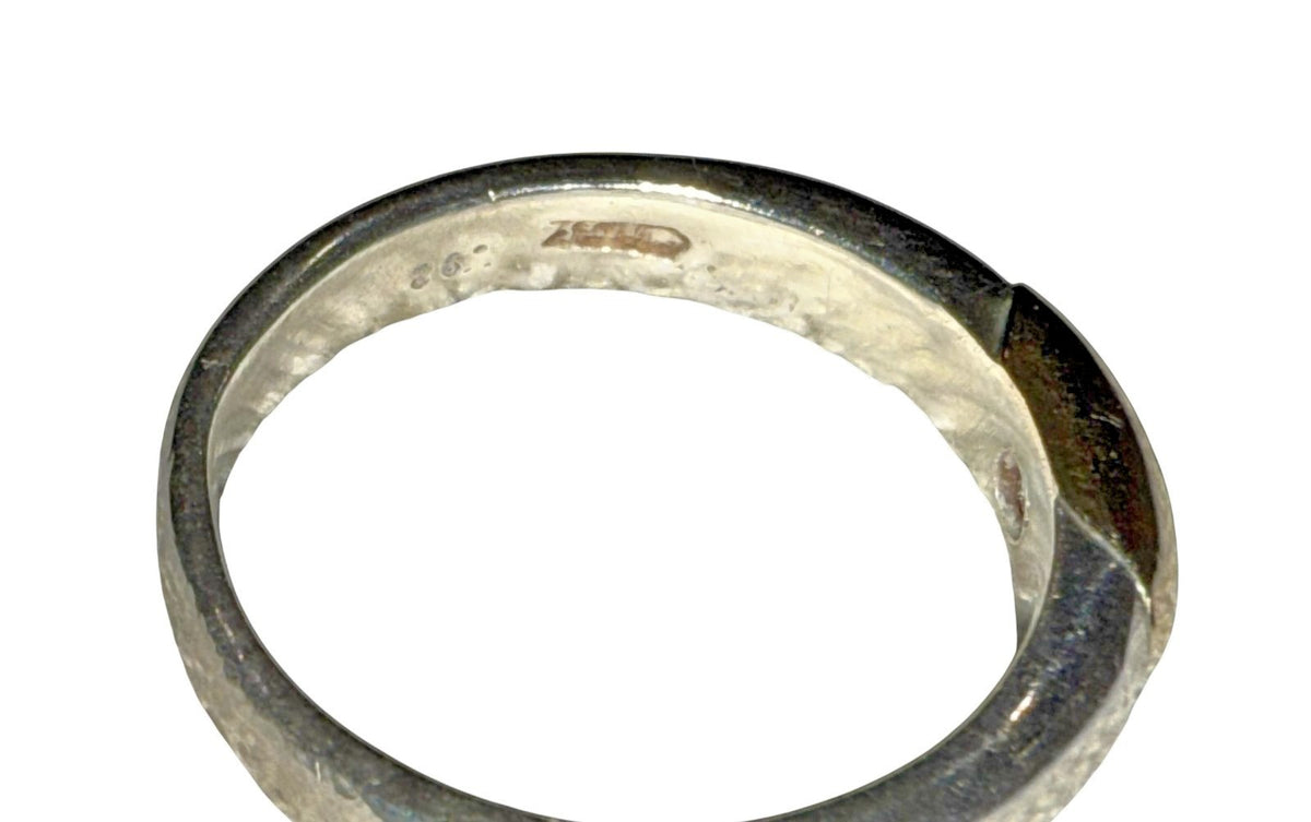 Vintage Sterling Silver & 14K Gold Ring Ruby Gemstone Inlay Band Size 8, 4.4g