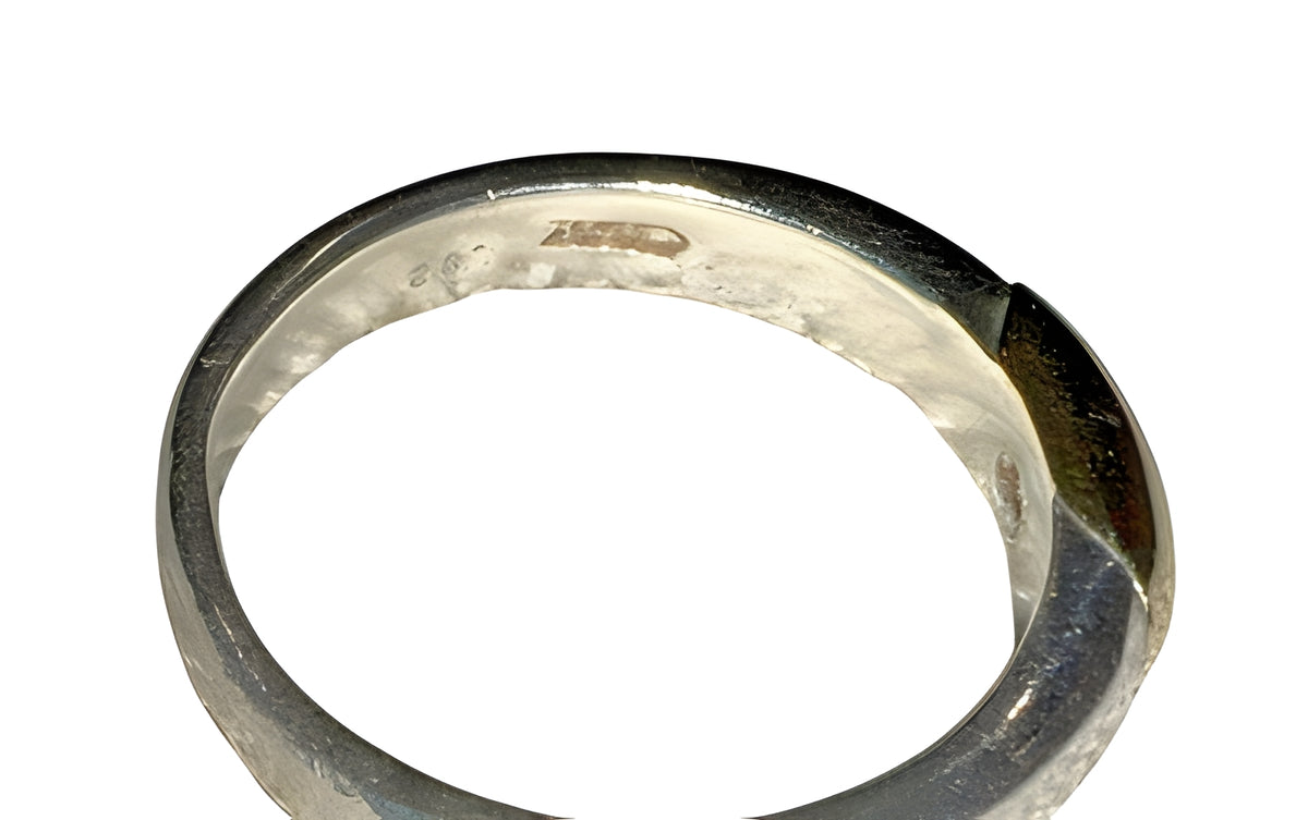 Vintage Sterling Silver & 14K Gold Ring Ruby Gemstone Inlay Band Size 8, 4.4g