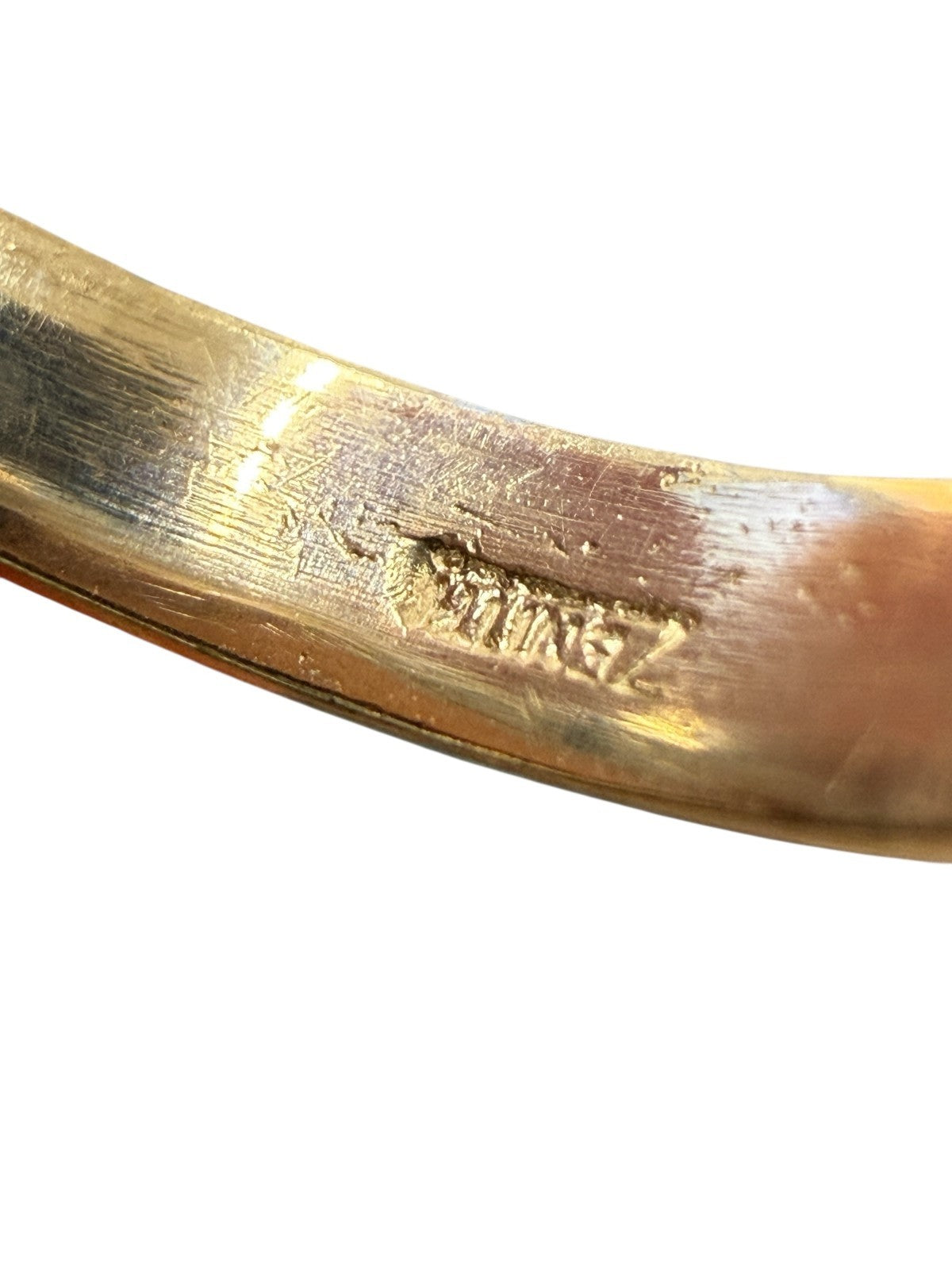 Zenith Sterling Silver & 14K Gold Band Ring w/ Black Stone Size 8