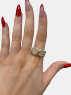 Vintage Italian Sterling Silver & Gold X Cable Band Ring 14.1g Size 10