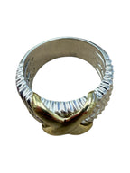 Vintage Italian Sterling Silver & Gold X Cable Band Ring 14.1g Size 10