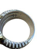 Vintage Italian Sterling Silver & Gold X Cable Band Ring 14.1g Size 10