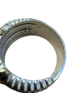 Vintage Italian Sterling Silver & Gold X Cable Band Ring 14.1g Size 10
