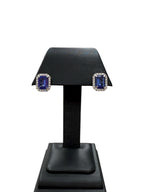 14k White Gold Emerald Cut Tanzanite Diamond Earrings