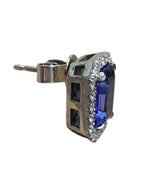 14k White Gold Emerald Cut Tanzanite Diamond Earrings