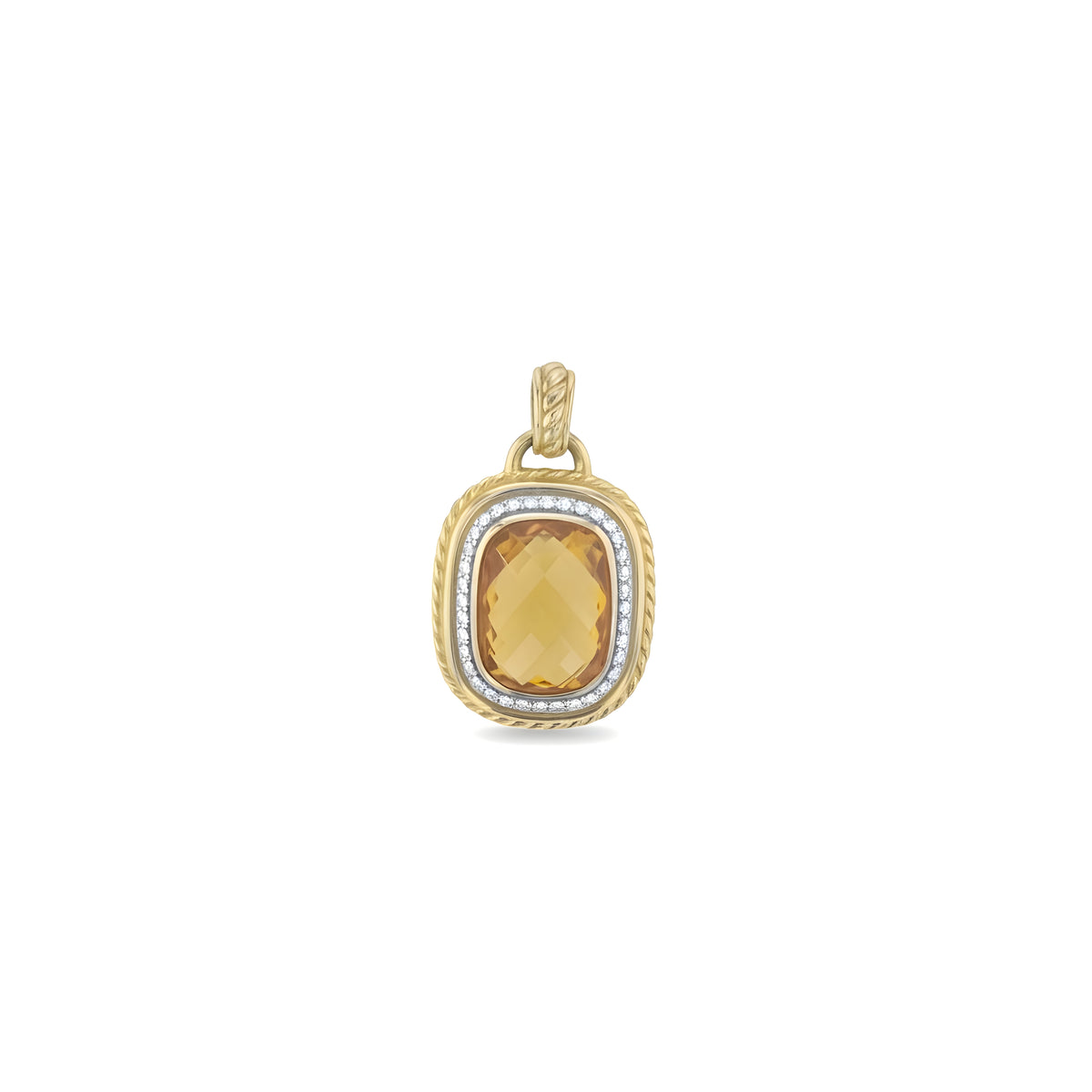 David Yurman Albion Pendant 18K Yellow Gold Citrine Diamond Enhancer Charm
