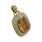 David Yurman Albion Pendant 18K Yellow Gold Citrine Diamond Enhancer Charm