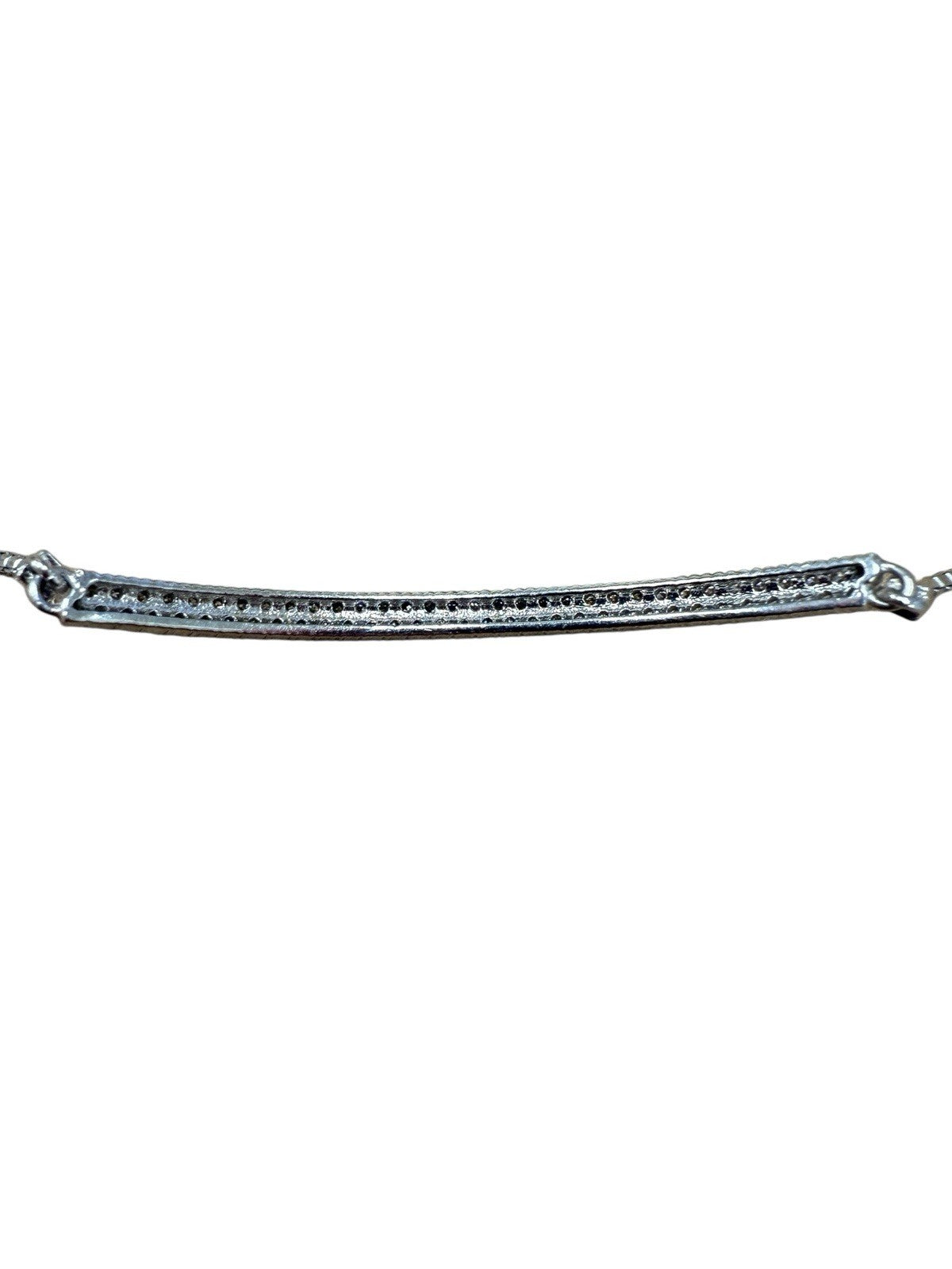 14k White Gold Pave Bar Bolo Bracelet