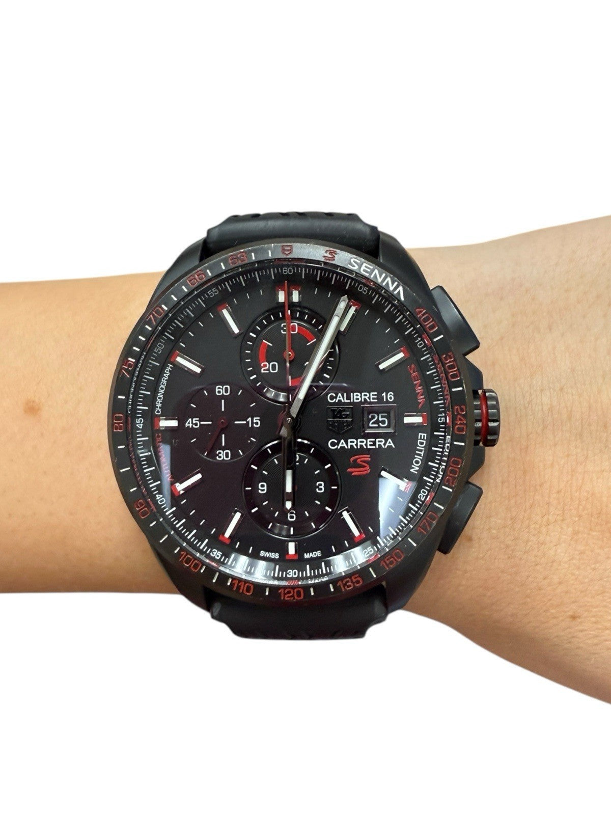 TAG Heuer Carrera Calibre 16 Chronograph Black Dial Black Rubber-CBB2080