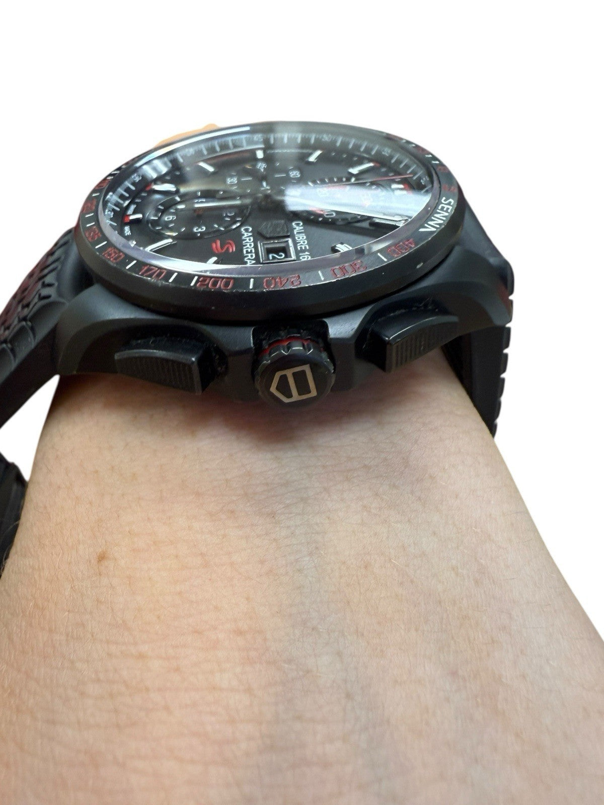 TAG Heuer Carrera Calibre 16 Chronograph Black Dial Black Rubber-CBB2080