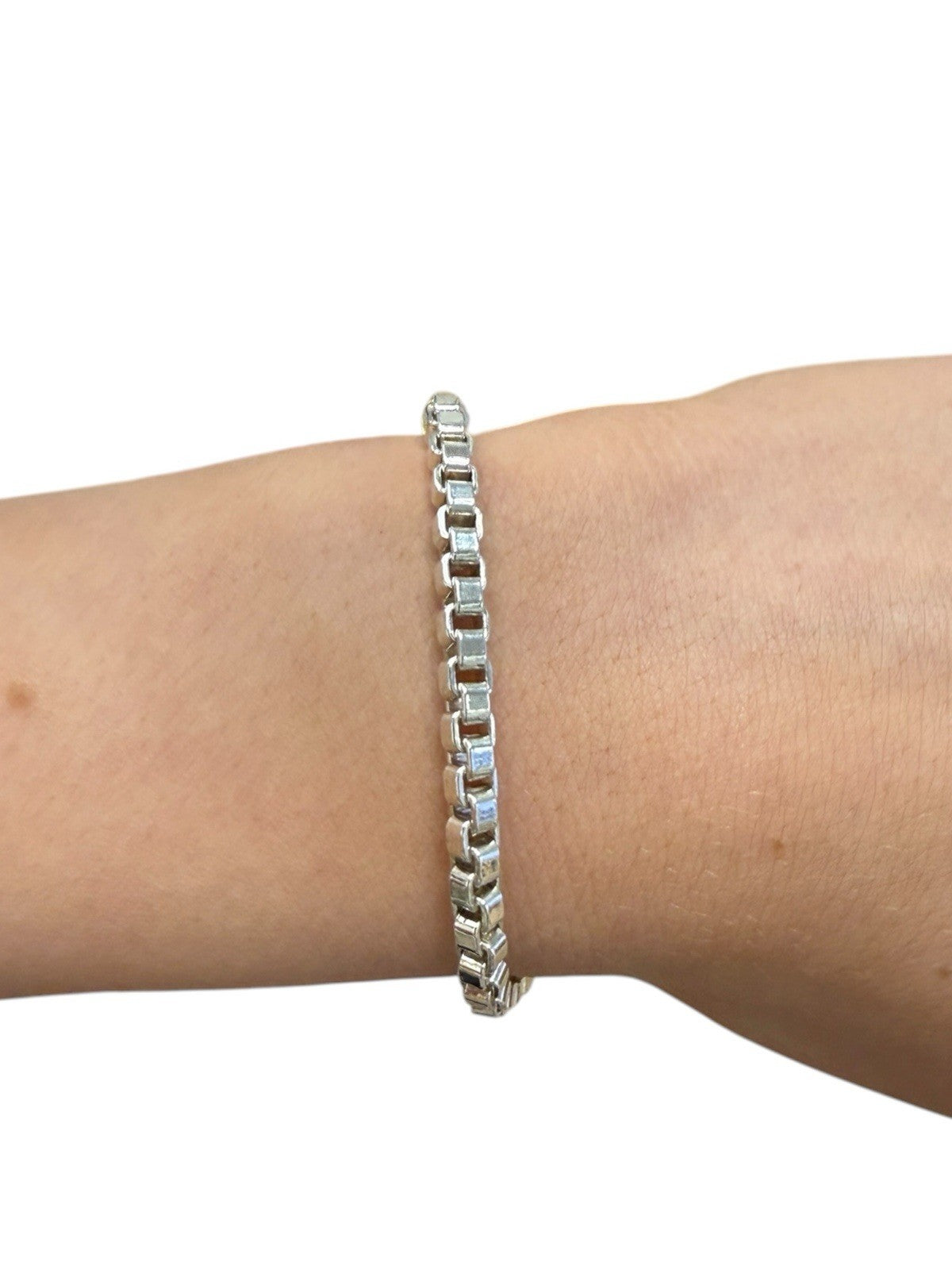 Tiffany & Co. Sterling Silver 925 Venetian Box Link Bracelet 7.5"