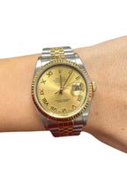 Rolex Datejust 16233 Auto Yellow Gold Two Tone Champagne Dial Men's Watch 36mm