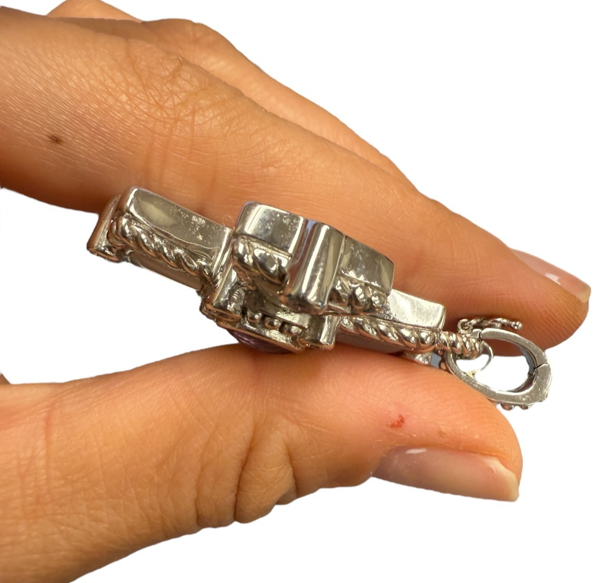 JUDITH RIPKA 925 Sterling Silver Real Amethyst MOP & C Z Cross Charm Pendant