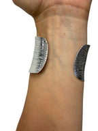Vintage 925 Sterling Silver Wide Textured Cuff Bracelet 47.8g Modern 5.25”