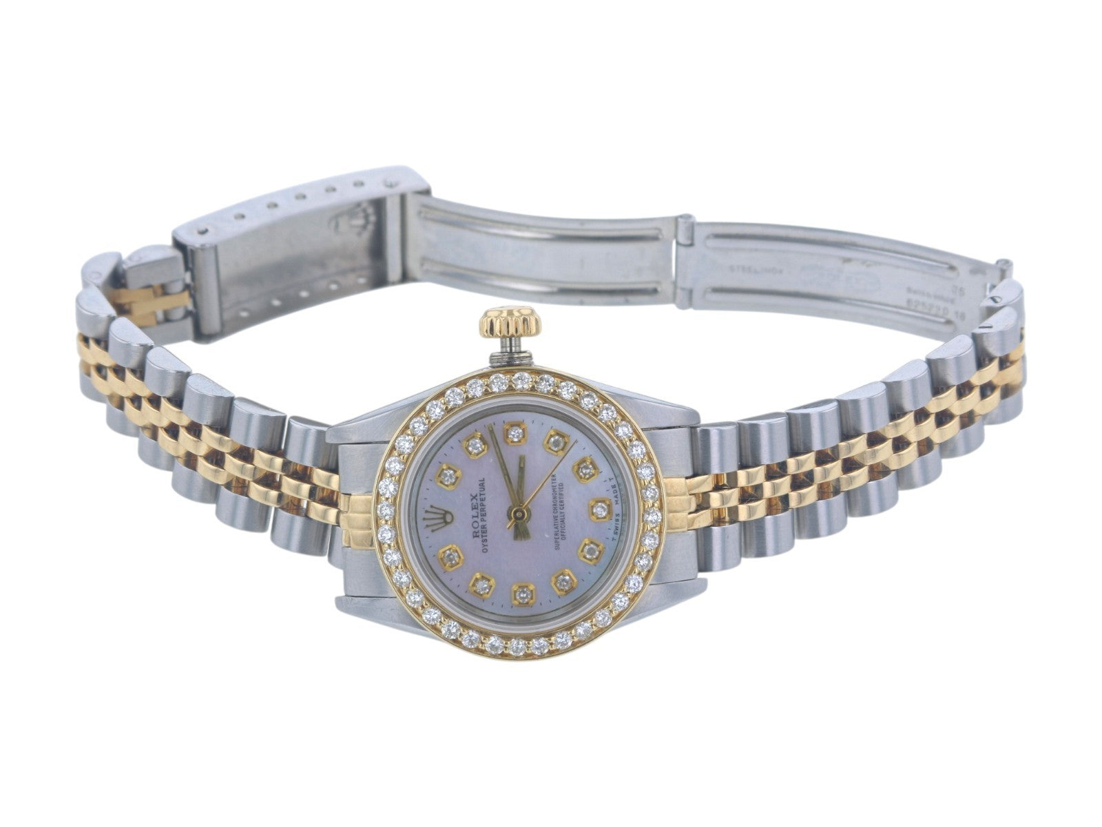 Rolex Two-Tone 18K Gold Oyster Perpetual Ref. 67193 Diamond Bezel & MOP Dial