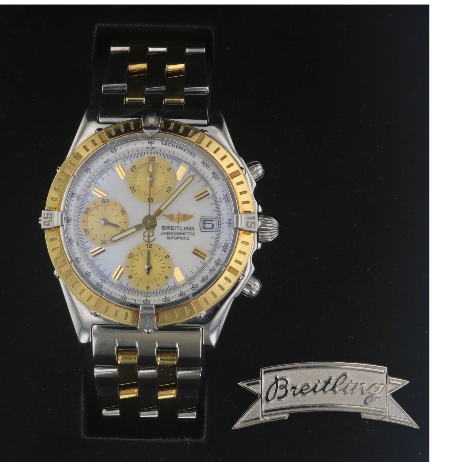 Breitling Chronomat D13352 MOP Dial 18k TT Bezel and Band with Box and Papers