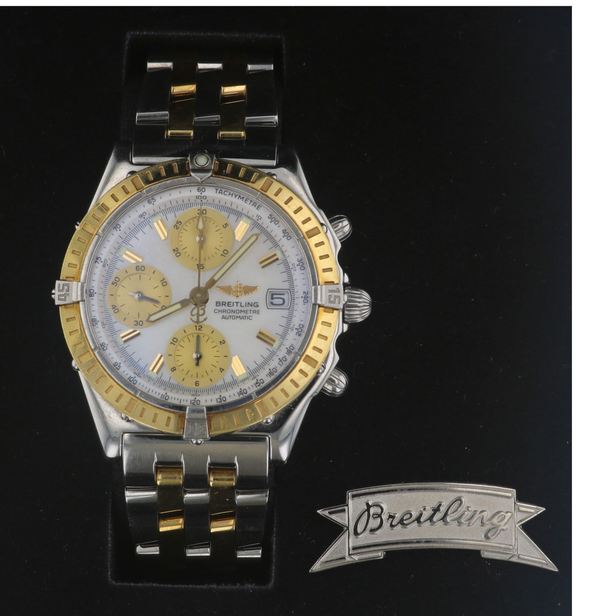 Breitling Chronomat D13352 MOP Dial 18k TT Bezel and Band with Box and Papers