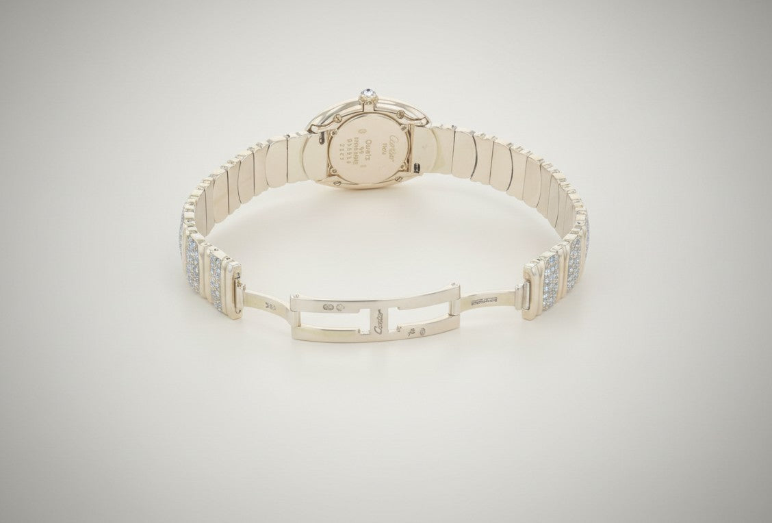 Cartier Baignoire 18k Yellow Gold Off White Roman Dial Quartz Women's Watch