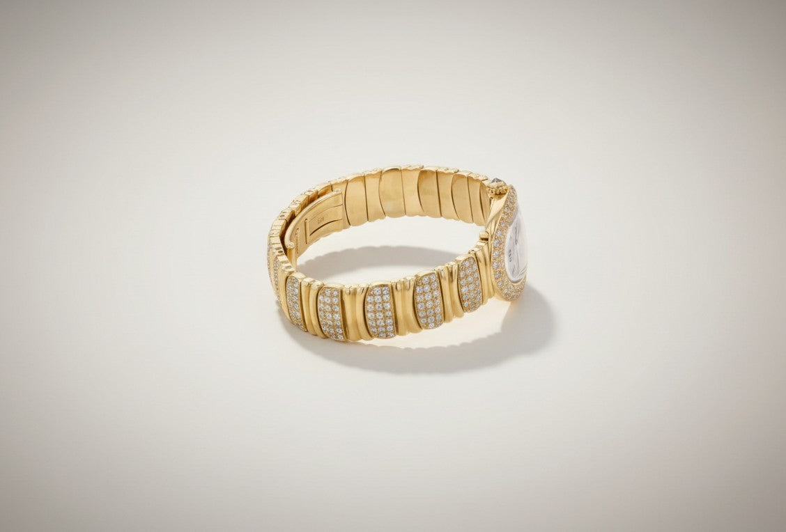 Cartier Baignoire 18k Yellow Gold Off White Roman Dial Quartz Women's Watch