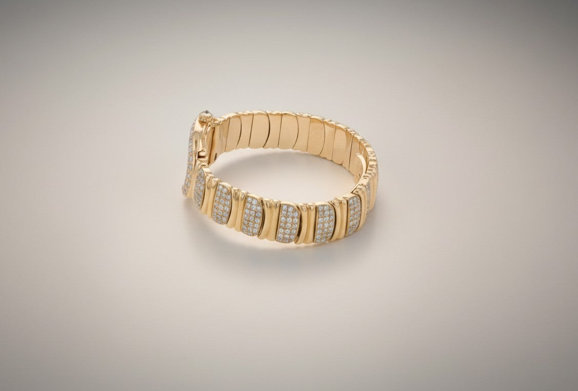 Cartier Baignoire 18k Yellow Gold Off White Roman Dial Quartz Women's Watch